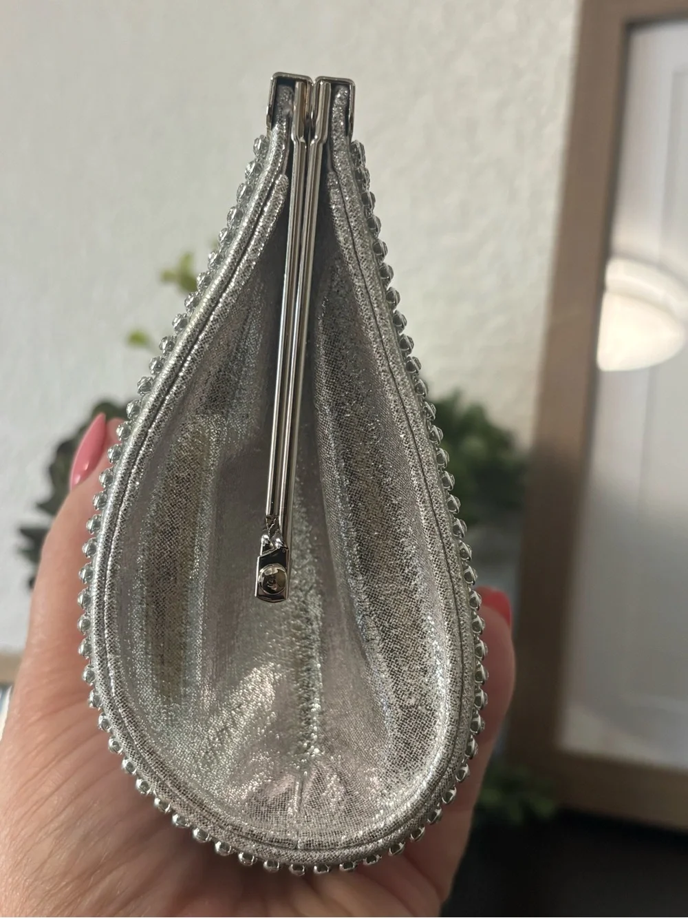 Silver Rhinestone & Bow Evening Clutch